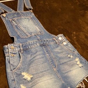 Denim shorts overalls